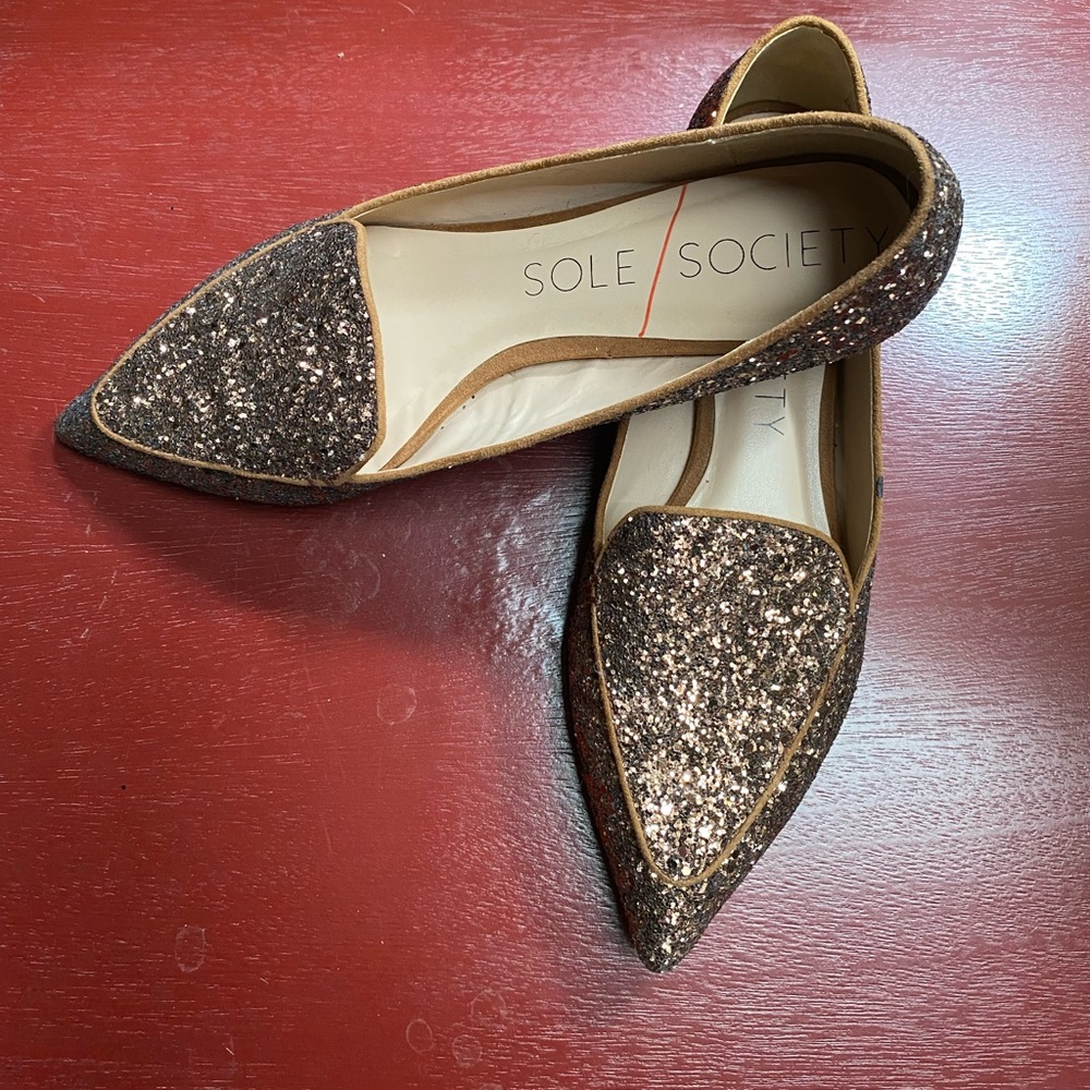 Sole Society Camilla bronze/glitter size 7.5